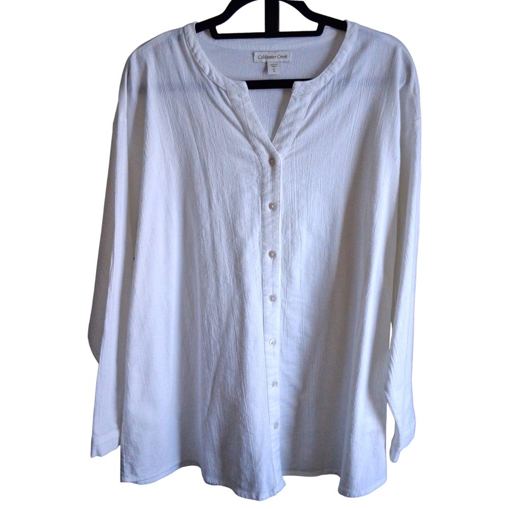 Coldwater Creek Mandarin Collar Button-up Top Womens Size XL - 16
